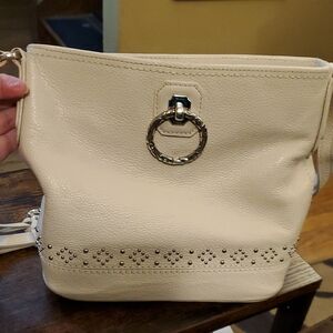Brighton Sidney Pretty Tough Ivory Leather Handbag.